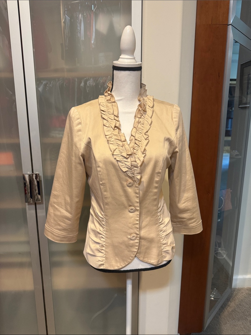 Spense Cream Ruffle-Trimmed Blazer